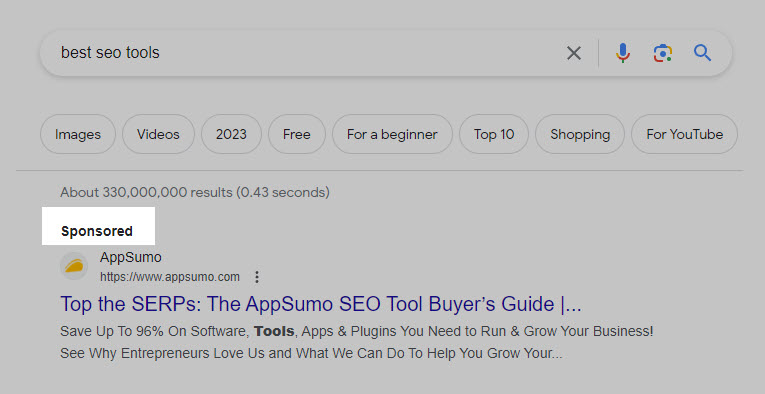 Example of Google Ads Sponsored Results Example of Google Ads Sponsored Results